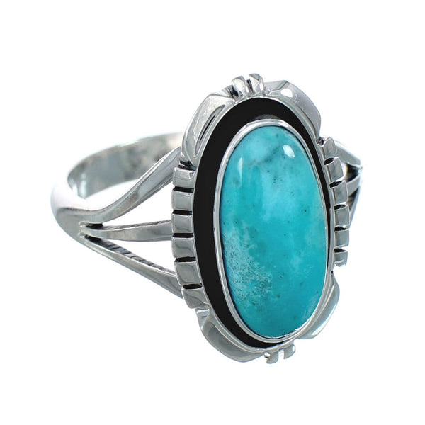 Turquoise Native American Silver Ring Size 8-1/4 AX130145